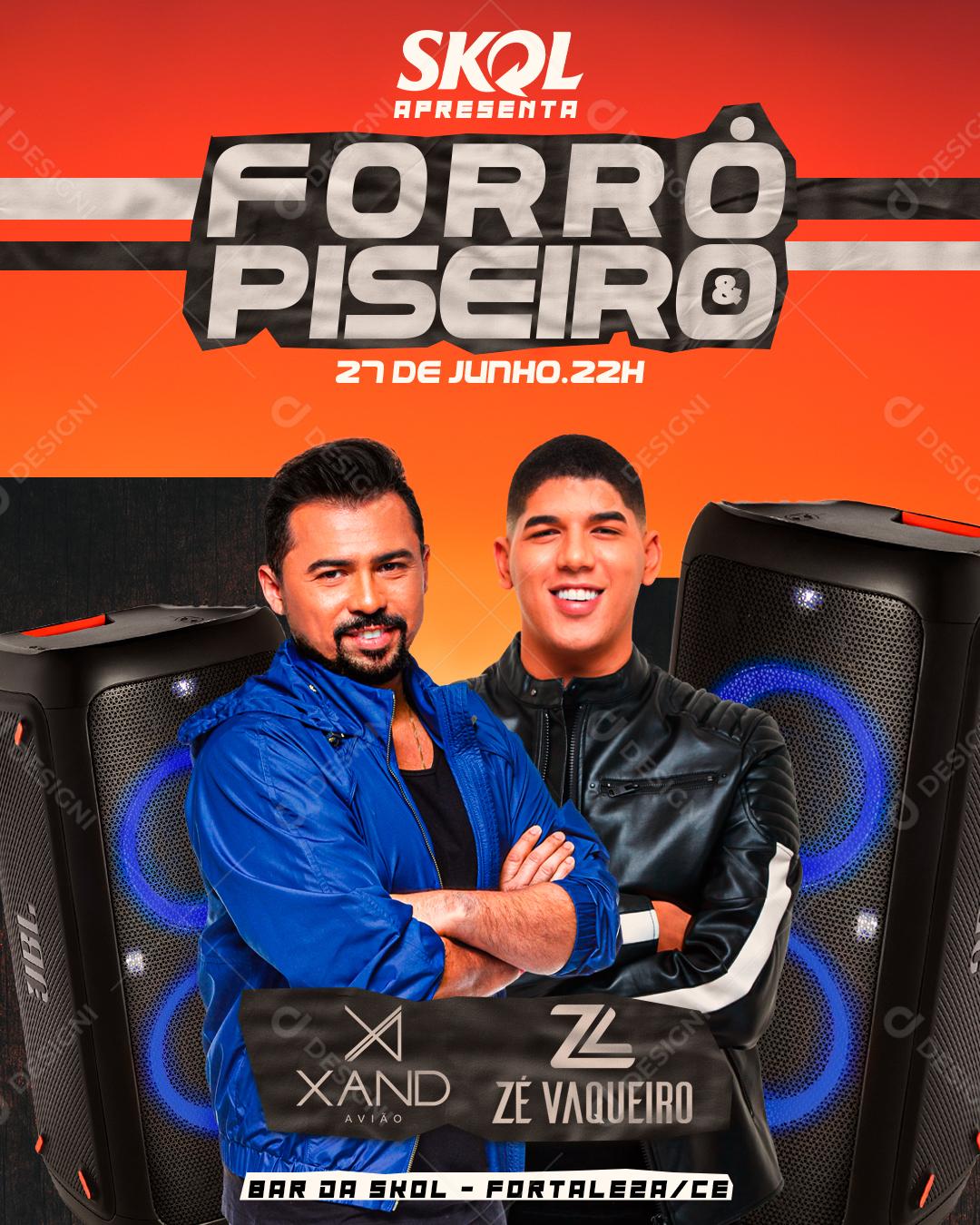 Social Media Flyer Story Forró Piseiro Xandy Avião e Zé Vaqueiro PSD Editável