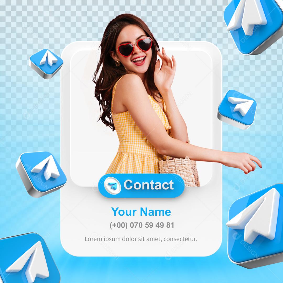 Social Media Template Redes Sociais Telegram PSD Editável