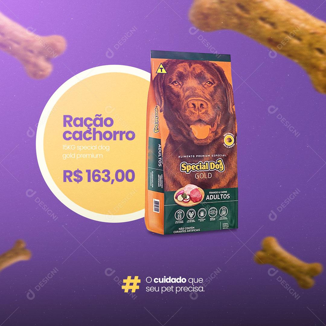 Post Pet Shop e Veterinário Ração Gold Premium Social Media PSD Editável