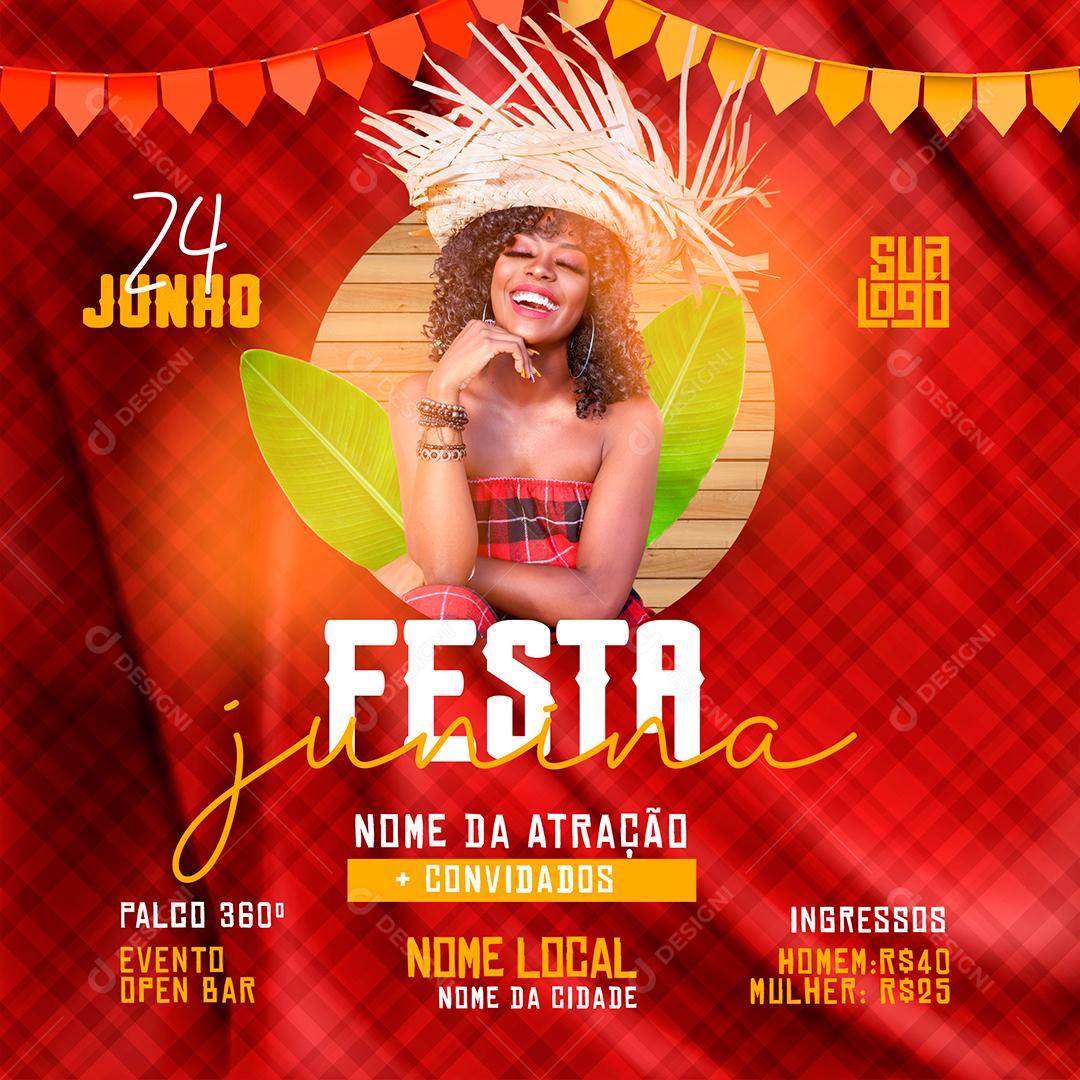 Template Social Media Festa Junina Vem ai PSD Editável