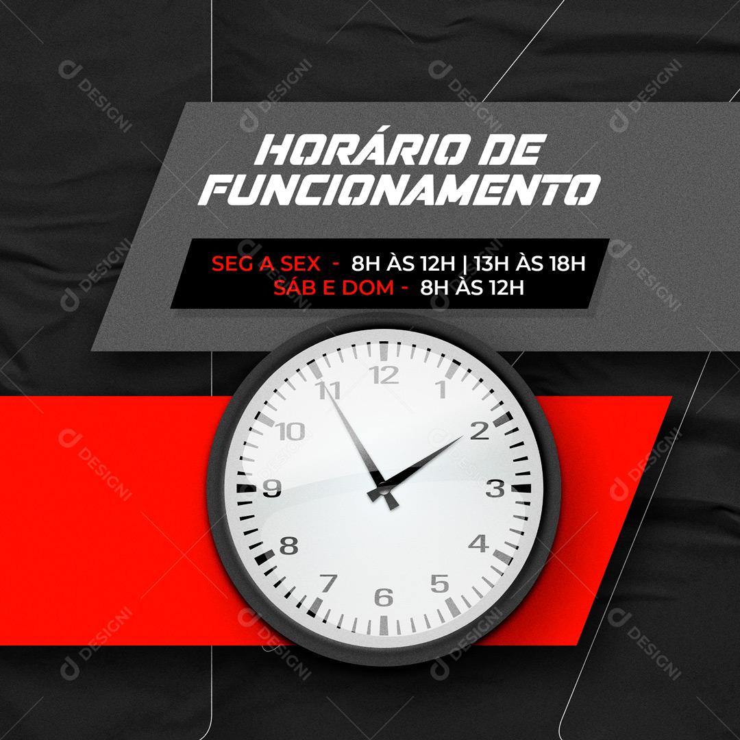 Post Academia Horário de Funcionamento Social Media PSD Editável
