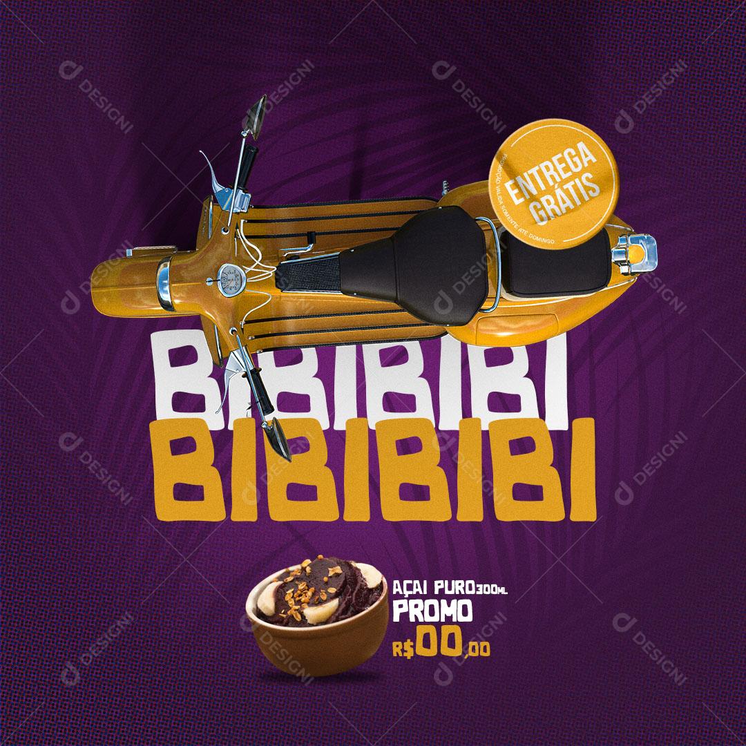 Post Açai Entrega Gratis Delivery Social Media PSD Editável
