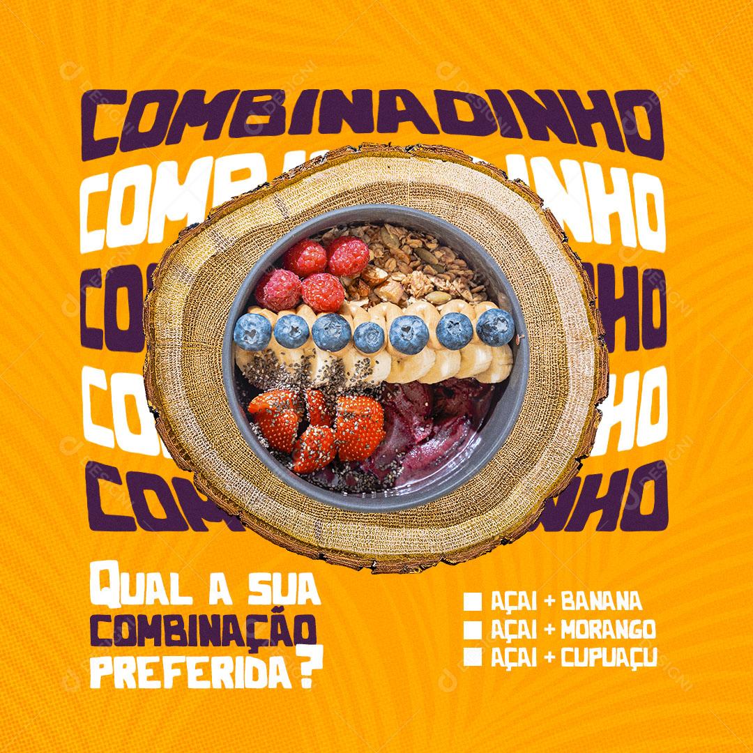 Post Açaiteria Açai Qual Sua Combinação Preferida? Social Media PSD Editável