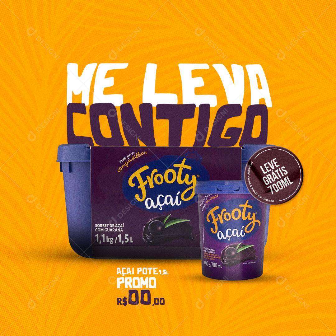 Post Açaiteria Açai Me Leva Contigo Social Media PSD Editável
