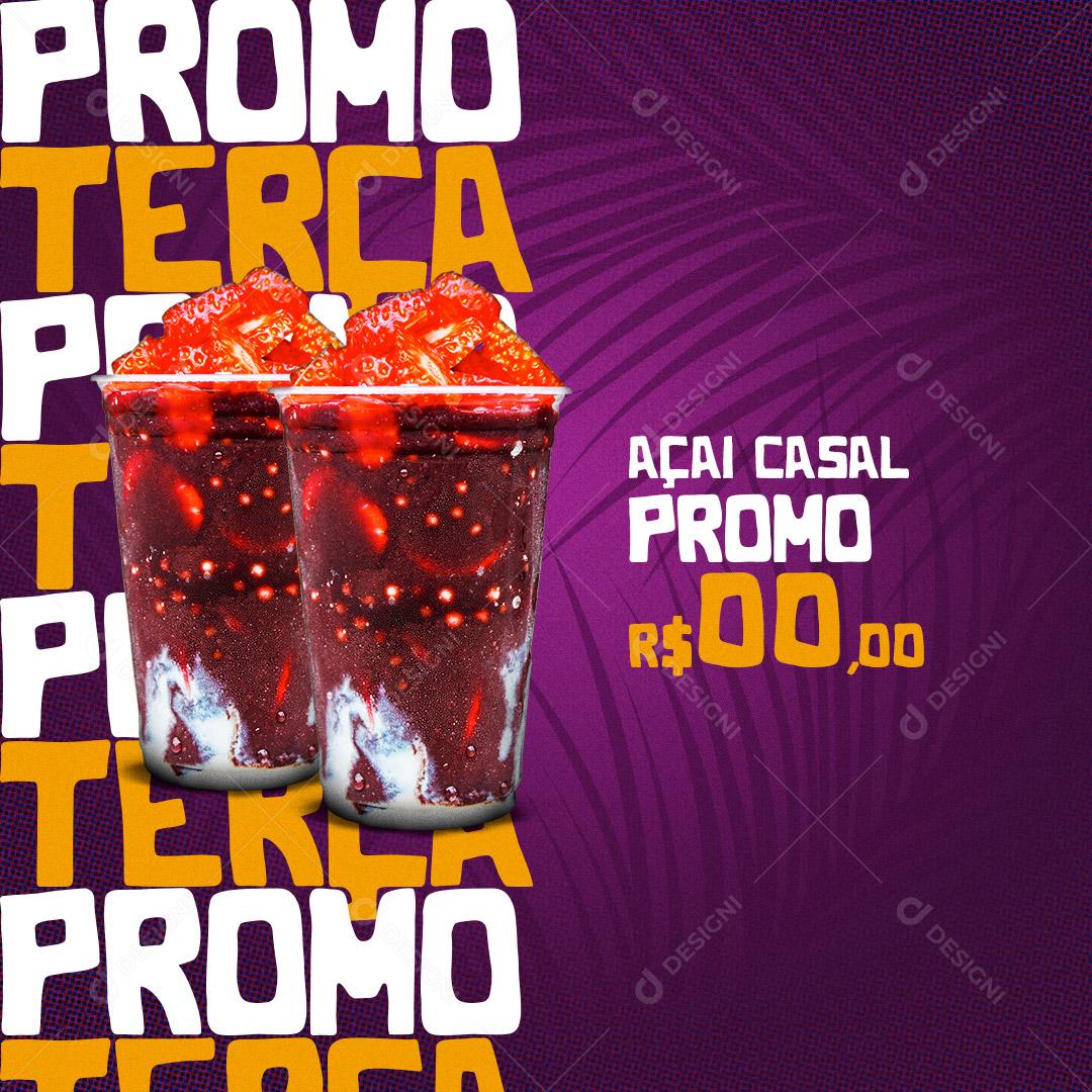 Post Açaiteria Promoção Açai Casal Social Media PSD Editável