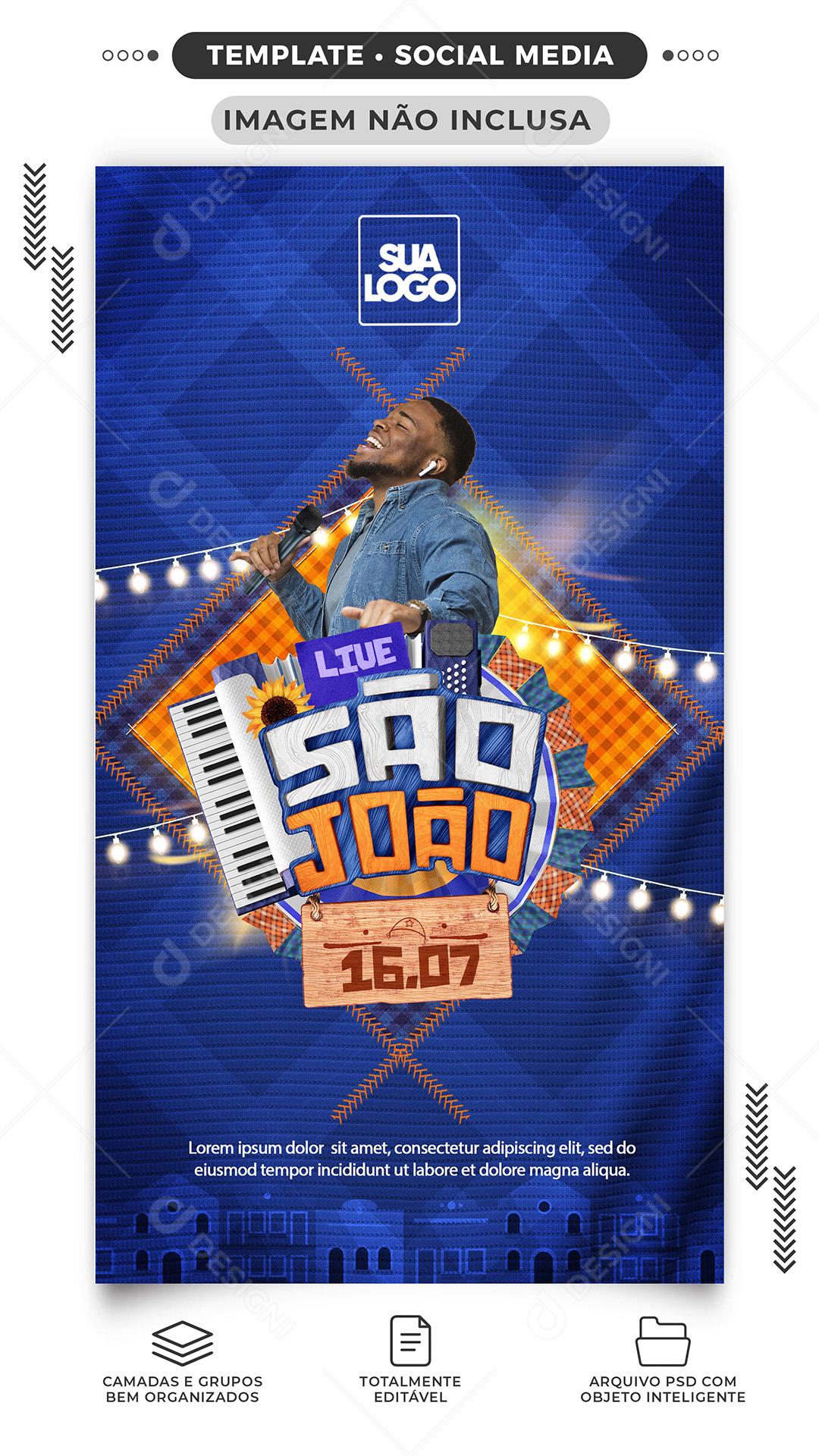 Social Media Story Live São João PSD Editável