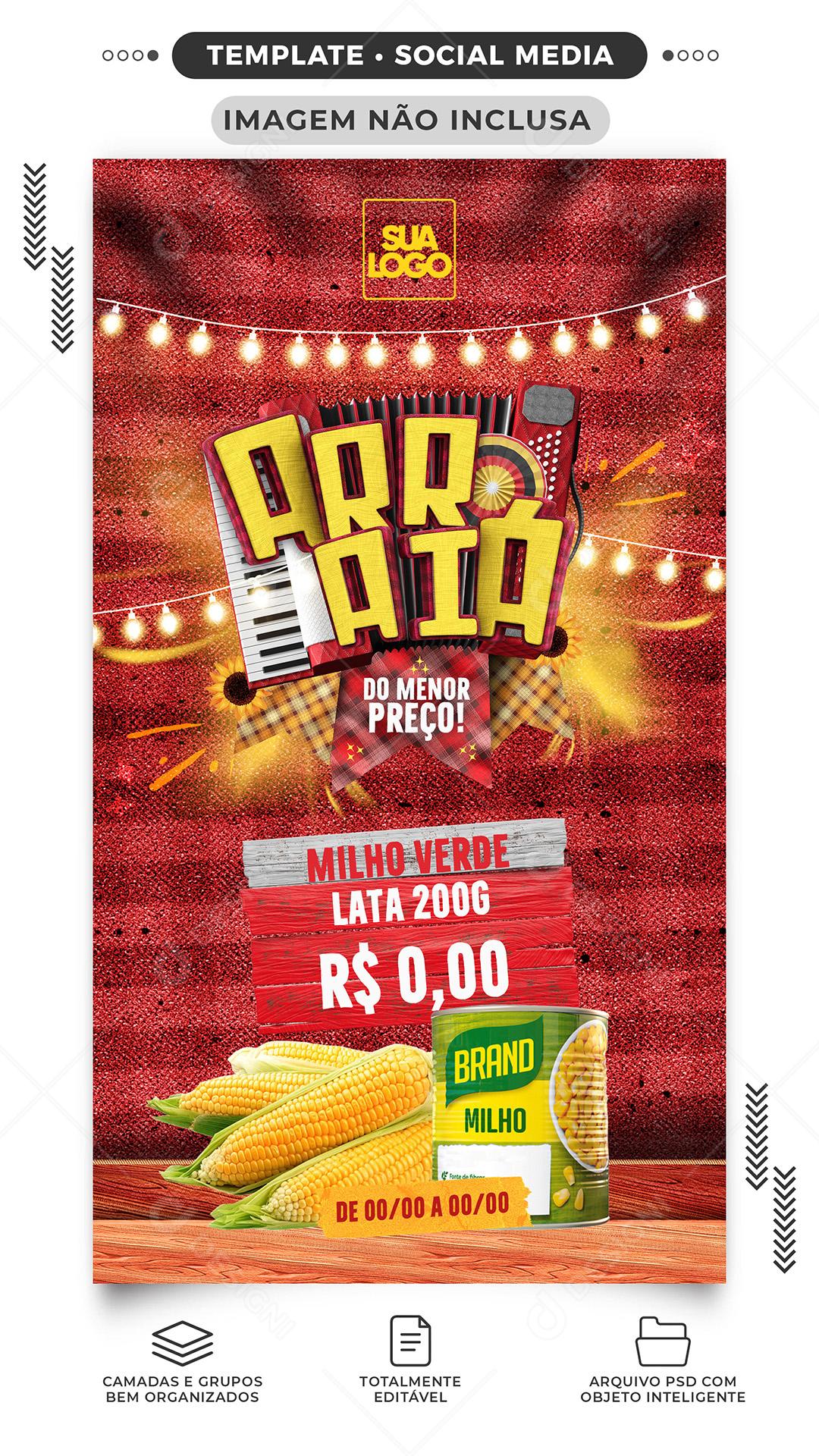 Social Media Story Arraiá do Menor Preço PSD Editável