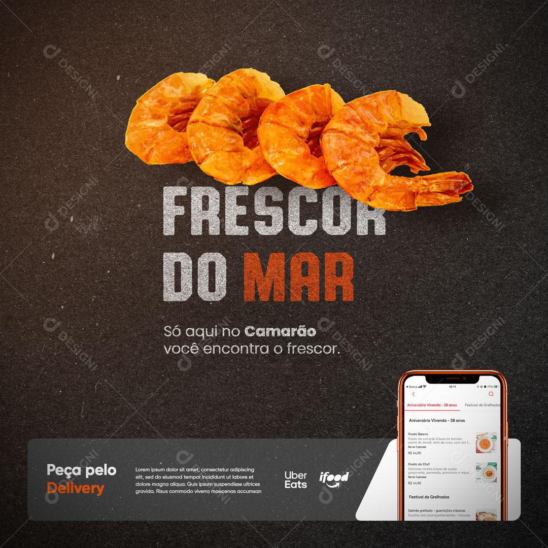 Social Media Camarão Peça Pelo Delivery PSD Editável