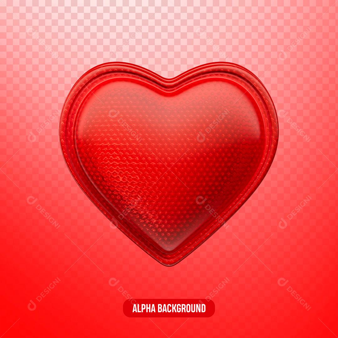 Coração Vermelho Elemento 3D PNG Transparente