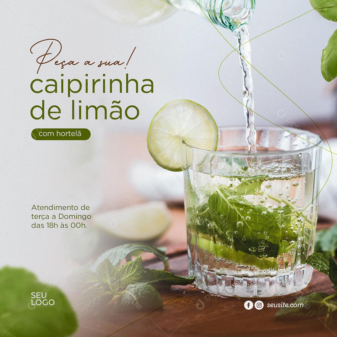 Social Media Peça a sua Caipirinha de Limão Restaurante PSD Editável
