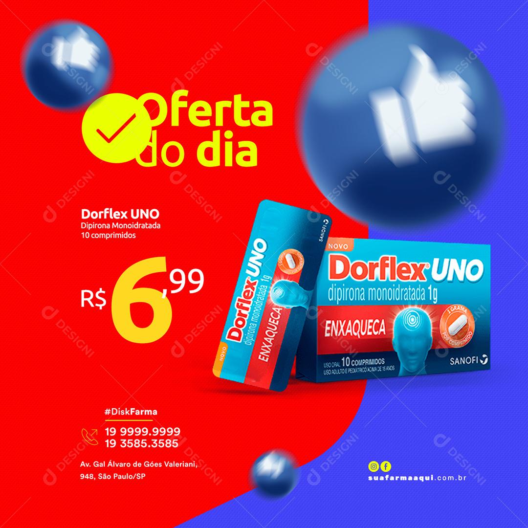 Social Media Oferta do Dia Dorflex Uno Farmácia PSD Editável