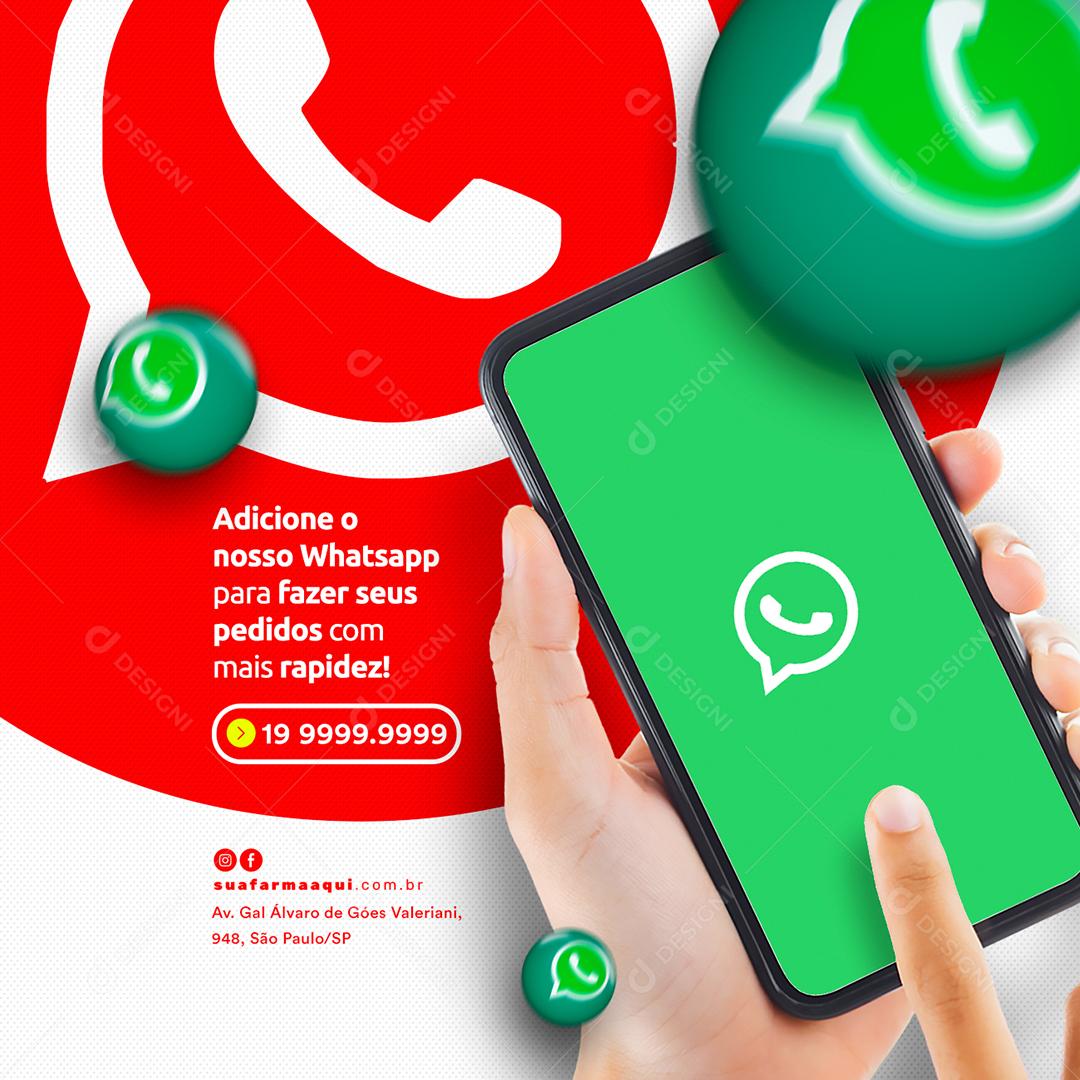Social Media Adicione o Nosso Whatsapp Farmácia PSD Editável