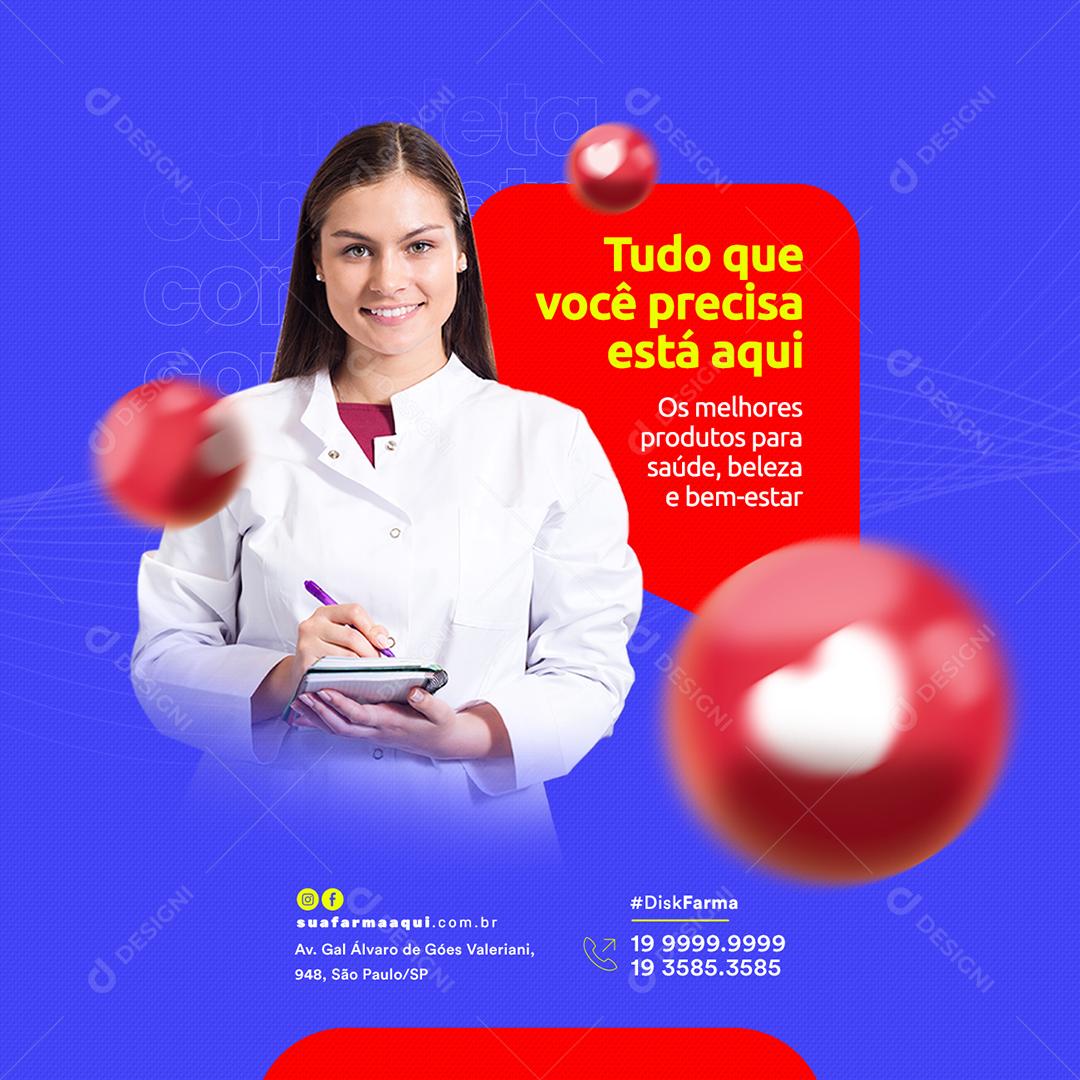Social Media Tudo que você precisa Está Aqui Farmácia PSD Editável