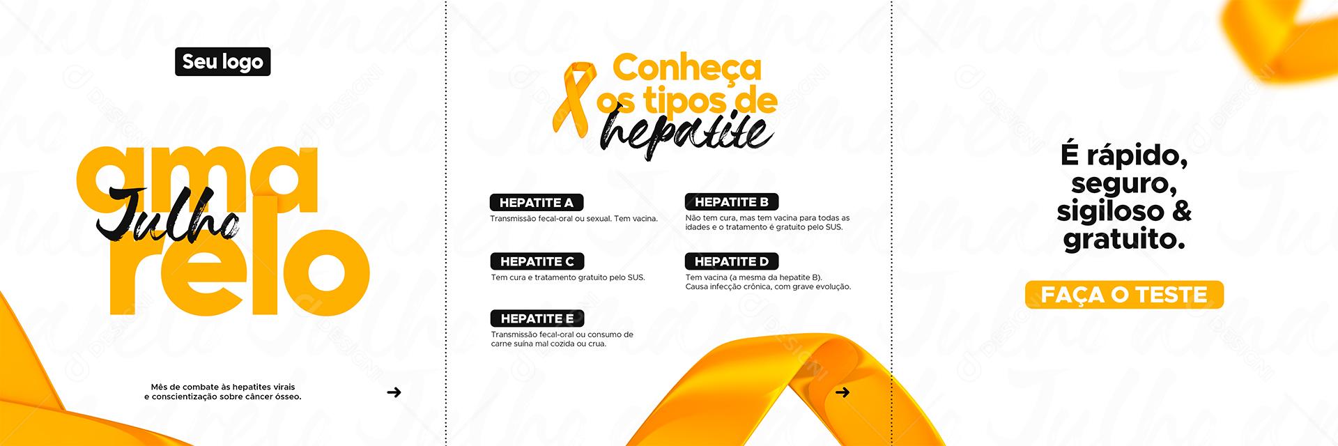Social Media Conheça os Tipos de Hepatite Carrossel Julho Amarelo PSD Editável
