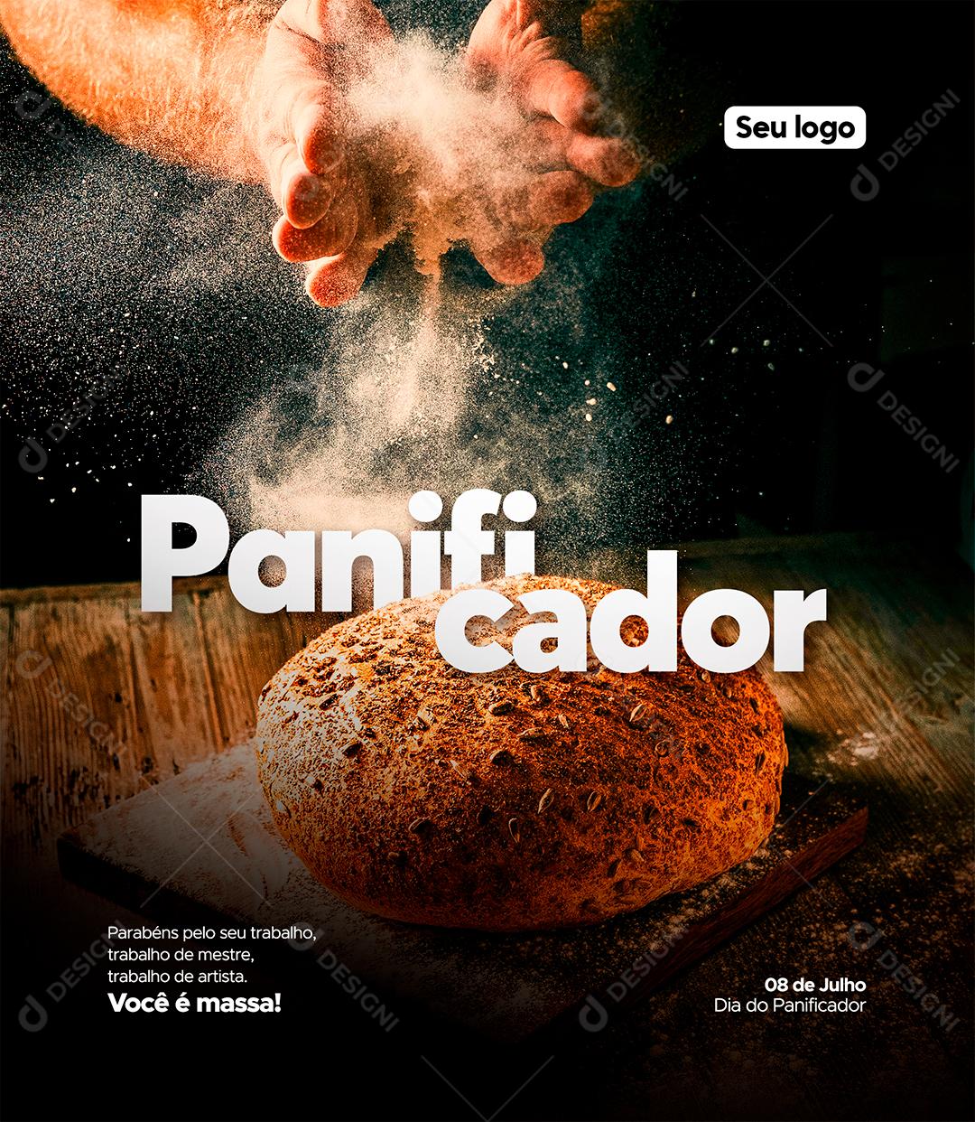 Social Media Parabéns pelo seu Trabalho Dia do Panificador 8 de Julho PSD Editável