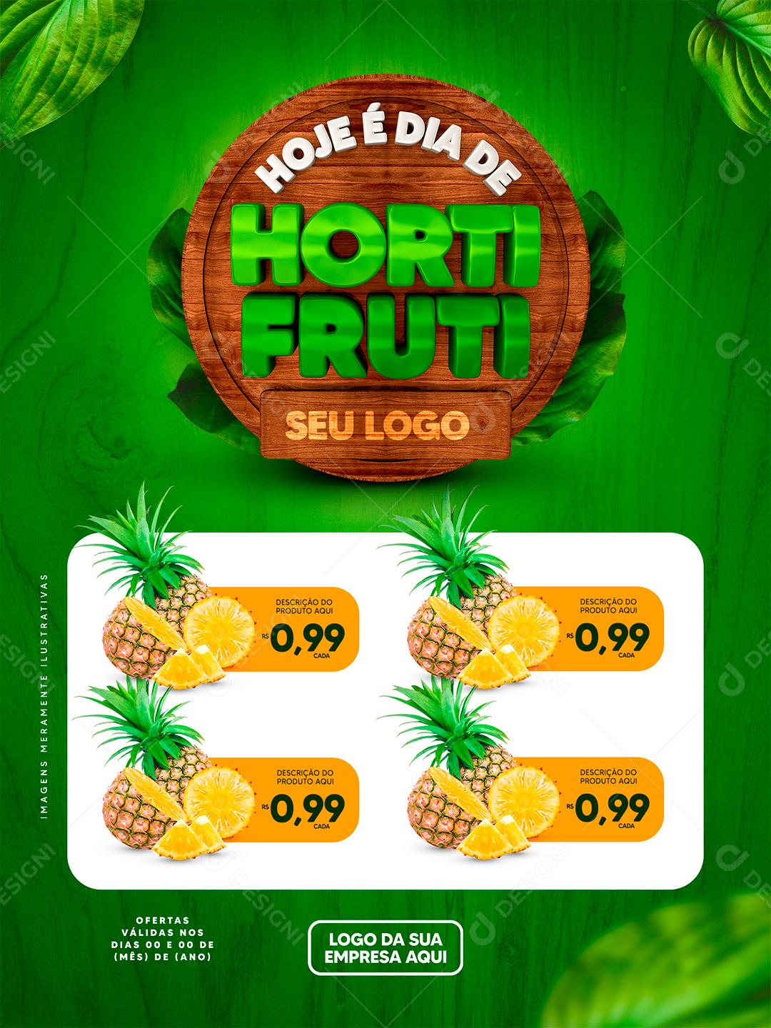 Social Media Hoje é Dia de Hortifruti Encarte PSD Editável