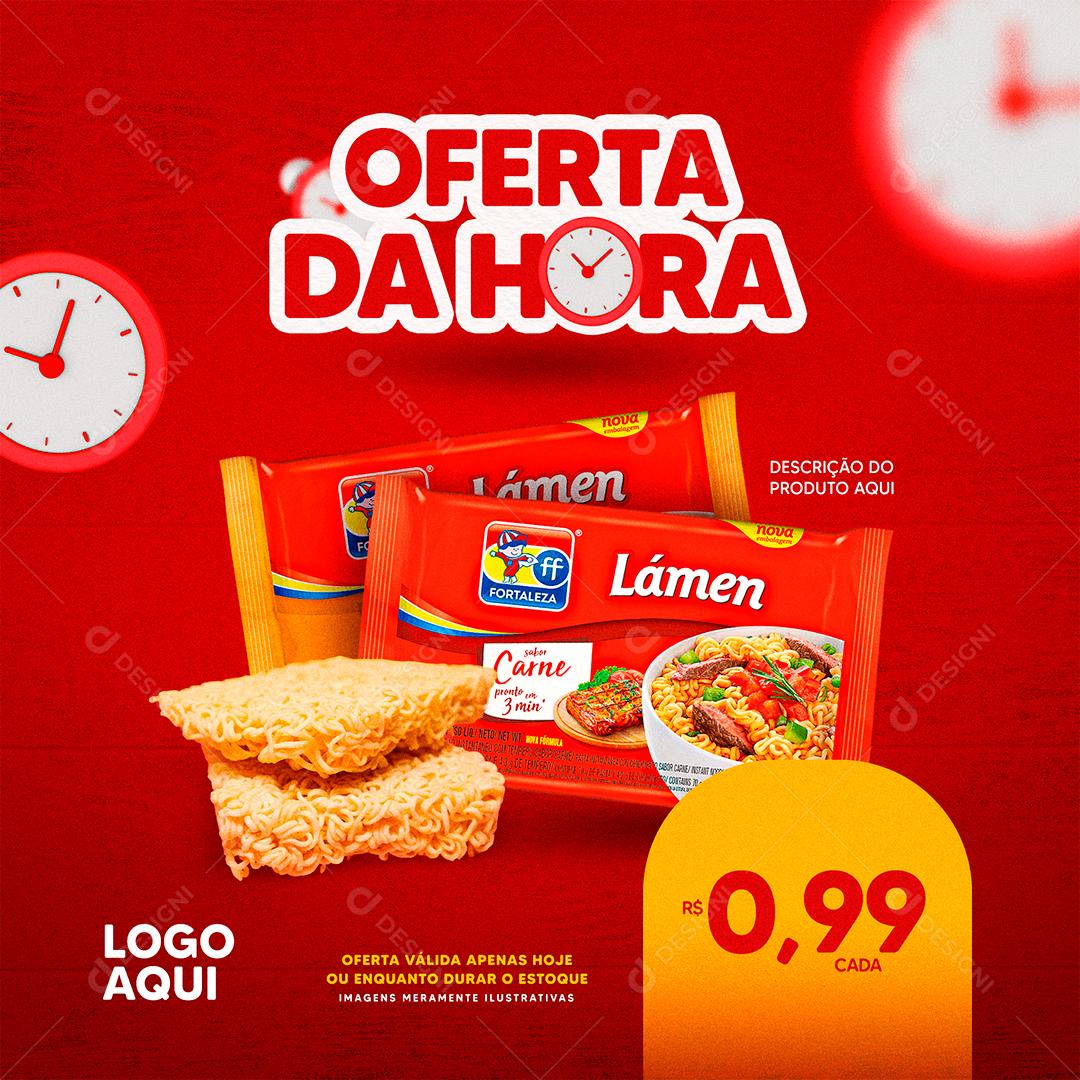 Social Media Oferta da Hora Lámen Macarrão instantâneo Supermercado PSD Editável