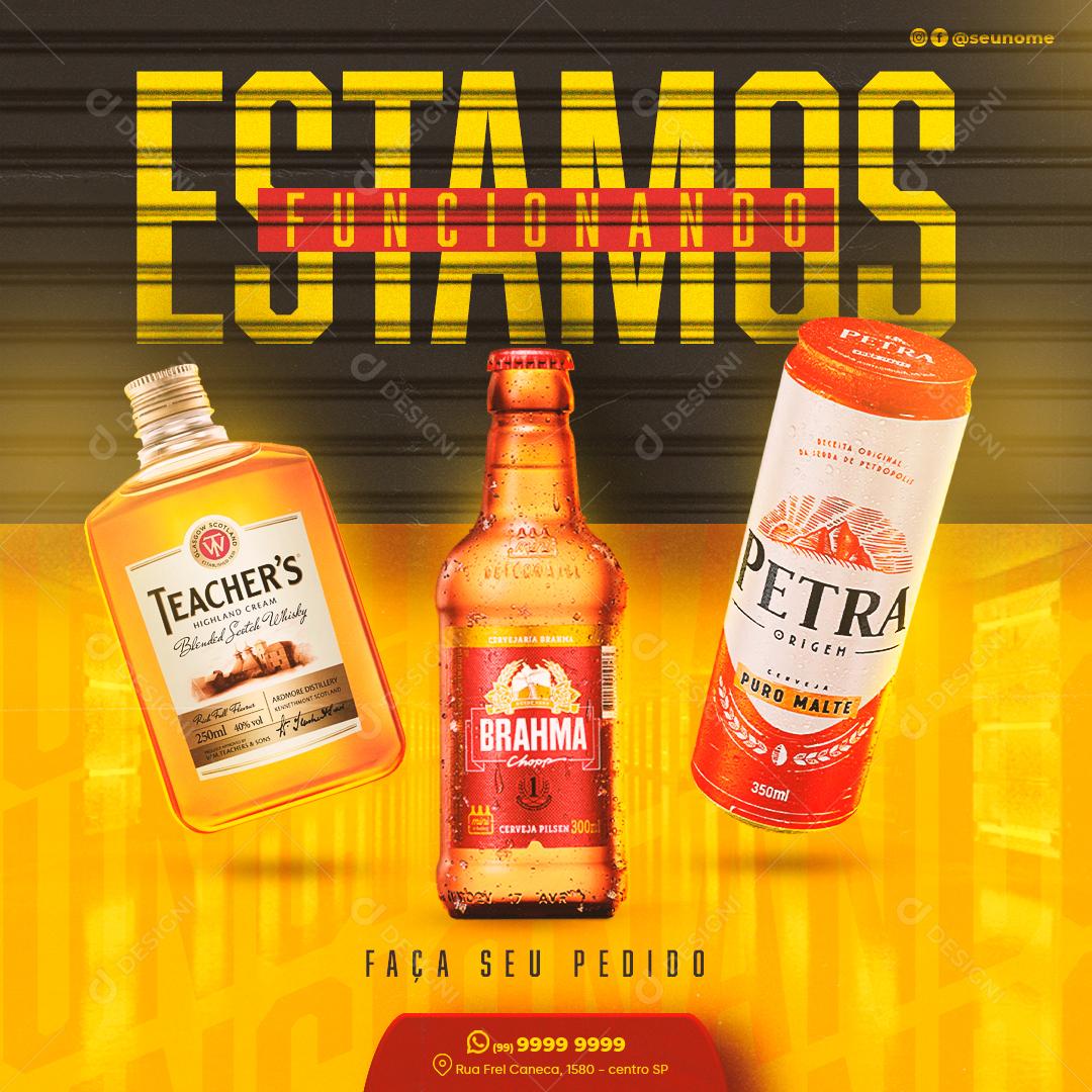 Social Media Bar Delivery Estamos Funcionando PSD Editável