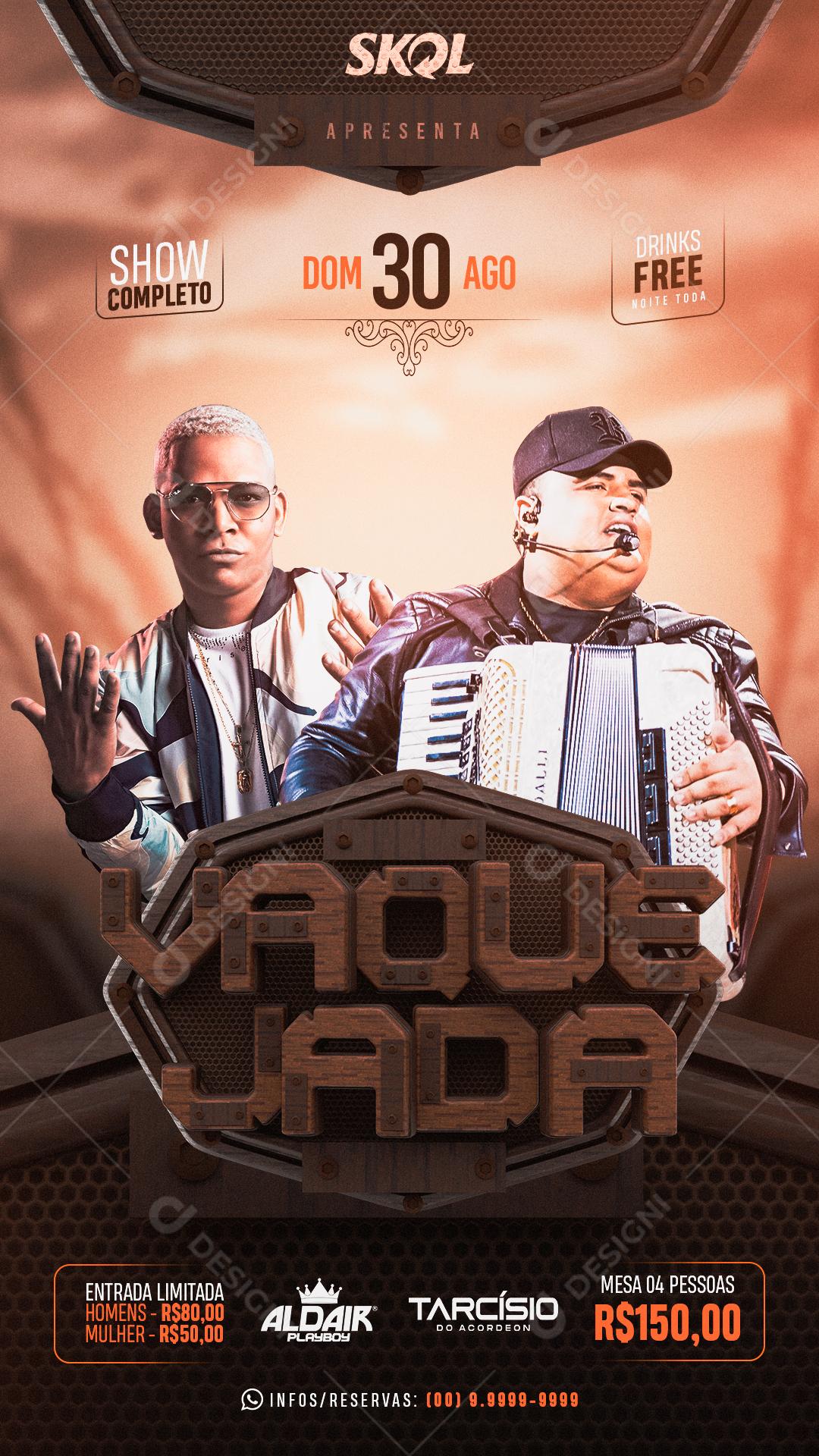 Flyer Story Vaquejada Cantores de Forró Piseiro Social Media PSD Editável