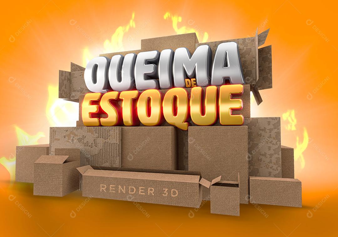 Selo 3D Queima de Estoque Caixas de Papelão 3D PSD