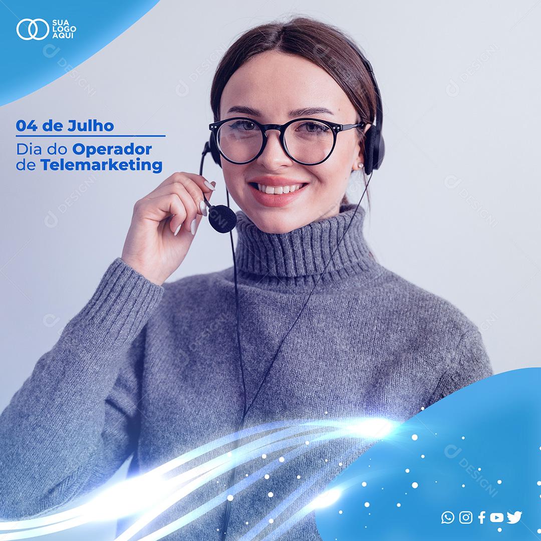 Social Media Dia do Operador de Telemarketing PSD Editável