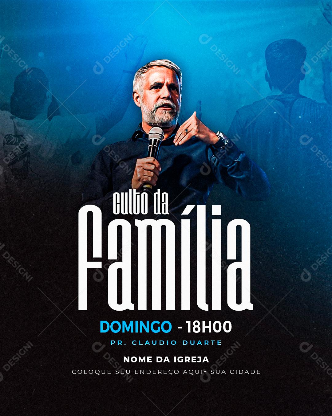Flyer Igrejas Culto da Família Social Media PSD Editável