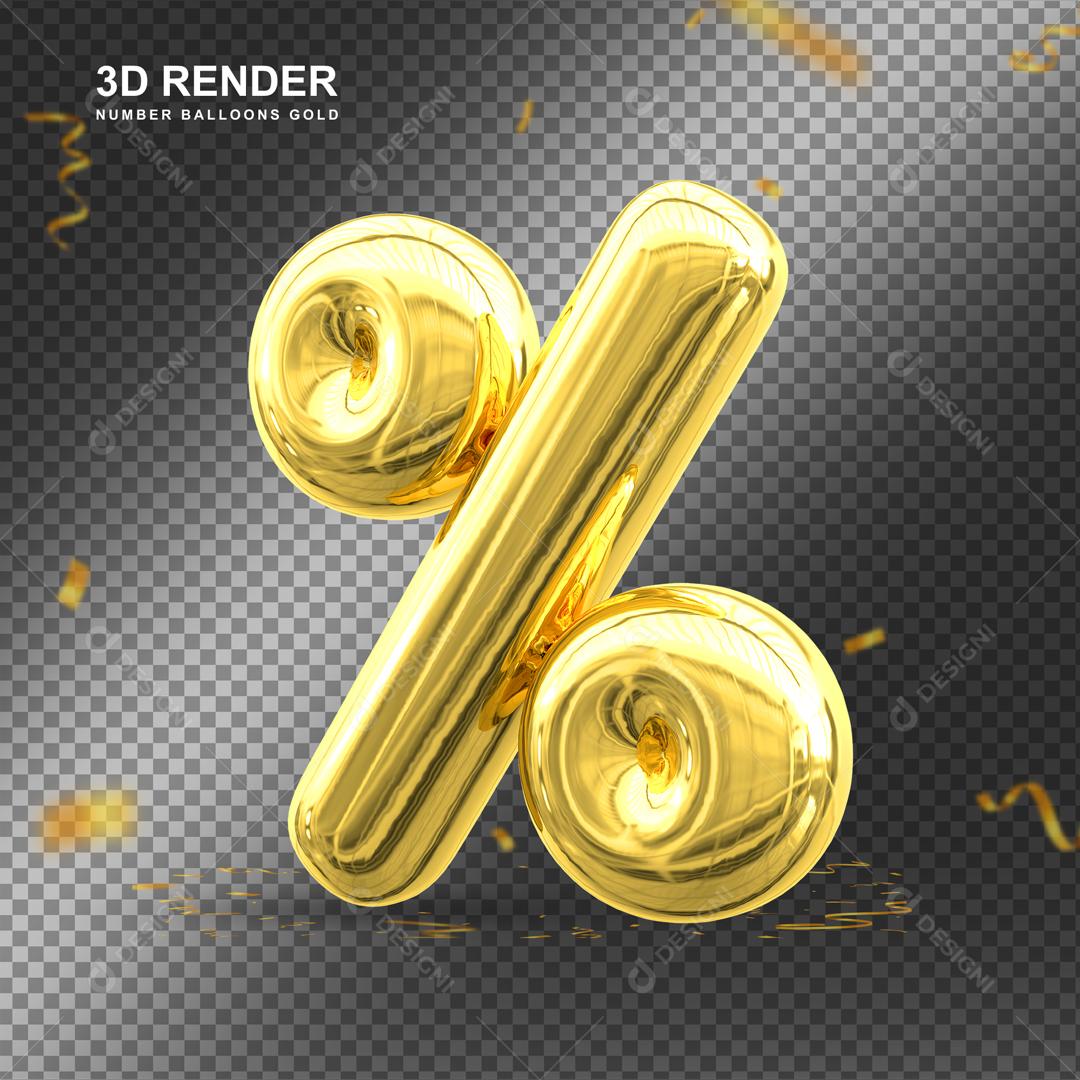 Porcentagem Dourado 3D Para Composição PSD