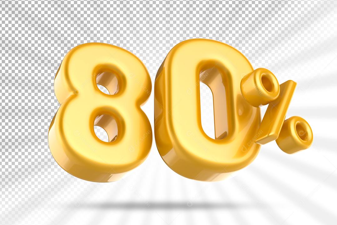 Número 3D 80% Dourado Elemento Para Composição PSD