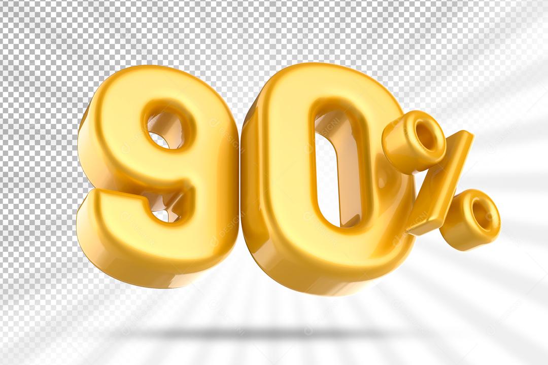 Número 3D 90% Dourado Elemento Para Composição PSD