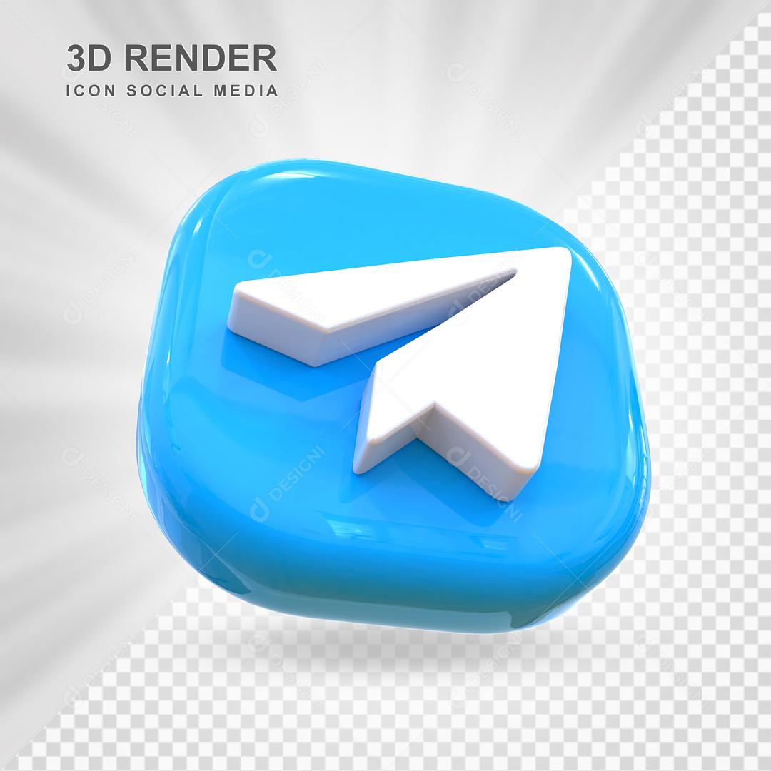 Elemento 3D Telegram Para Composição PSD