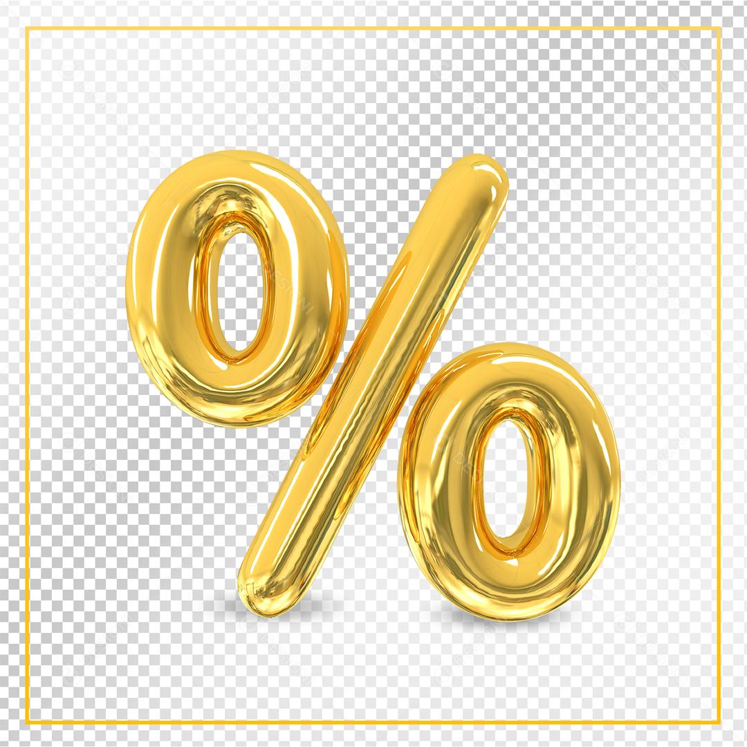 Porcentagem 3D Dourado Elemento Para Composição PSD