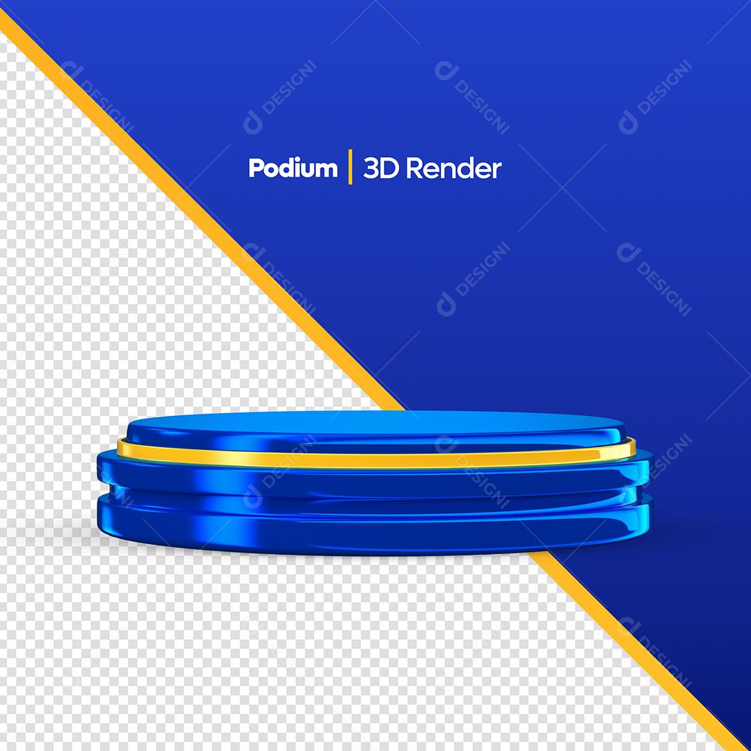 Elemento 3D Podium Azul Para composição PSD
