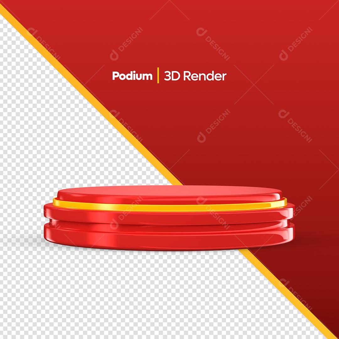 Elemento 3D Podium Vermelho Para composição PSD