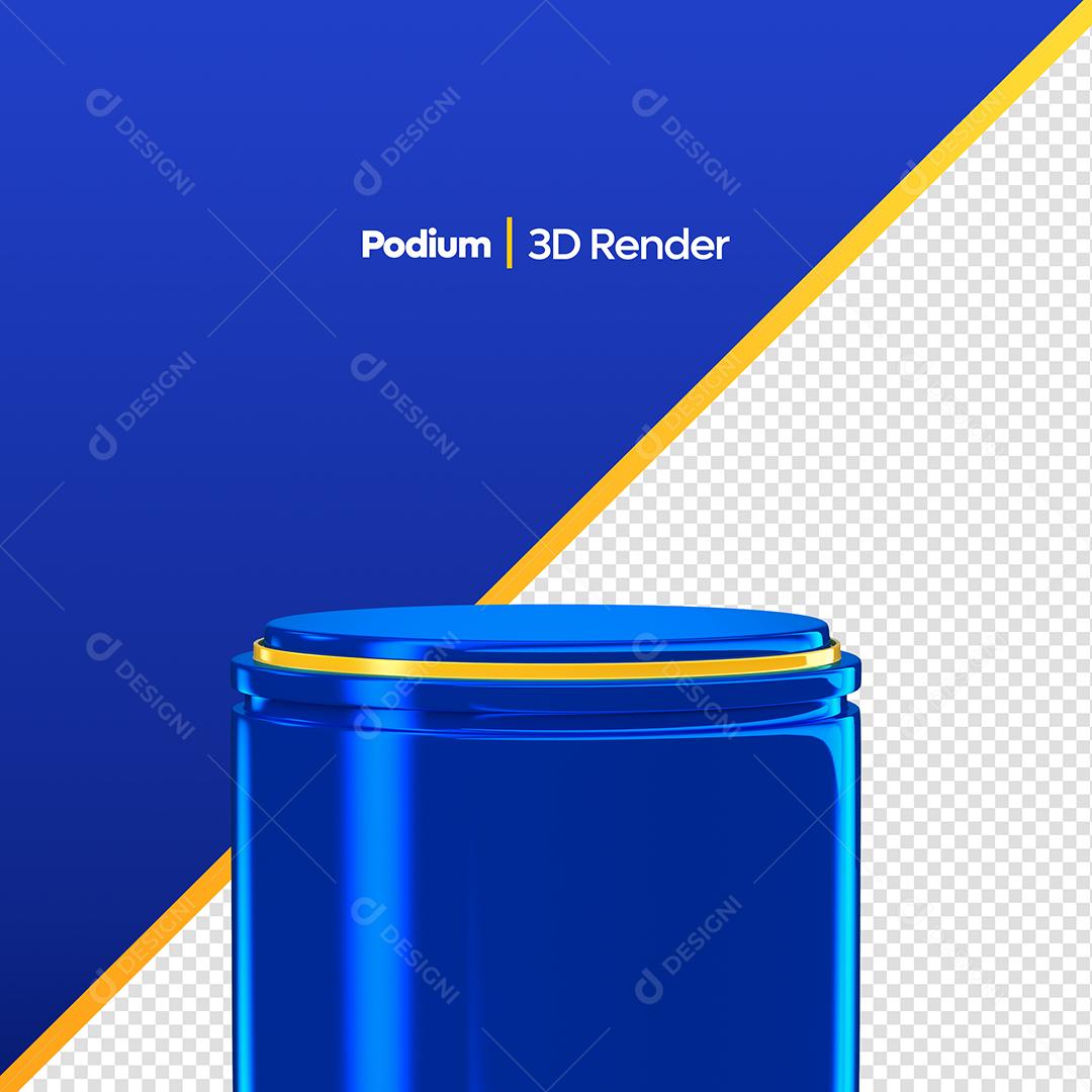 Podium 3D Azul Elemento Para Composição PSD