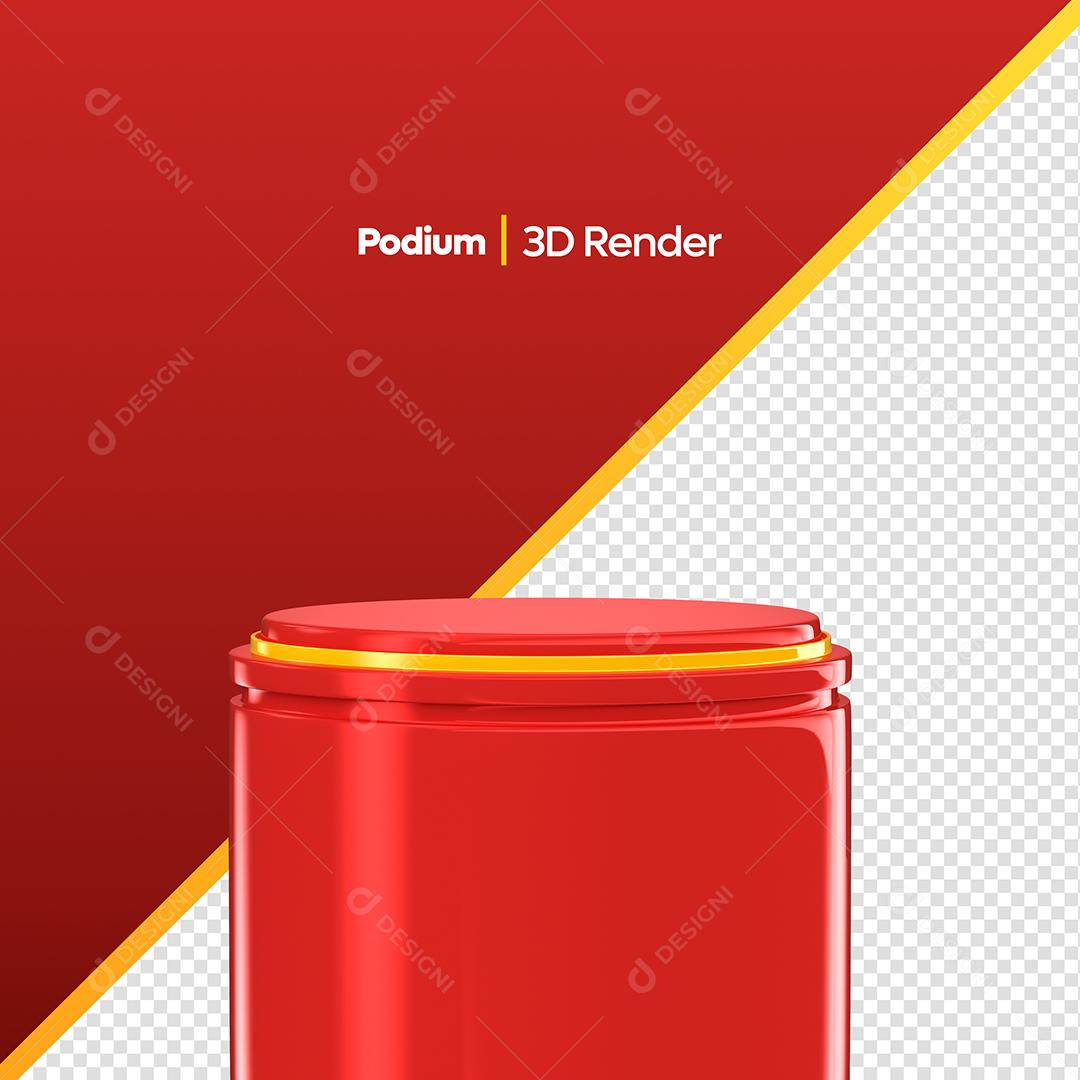 Podium 3D Vermelho Elemento Para Composição PSD