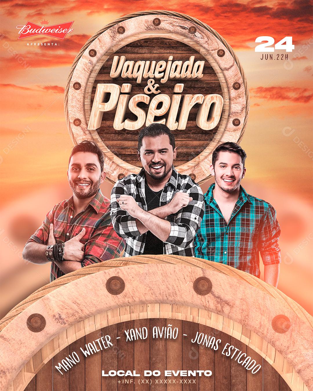 Flyer Show Vaquejada e Piseiro Cantores Social Media Story PSD Editável