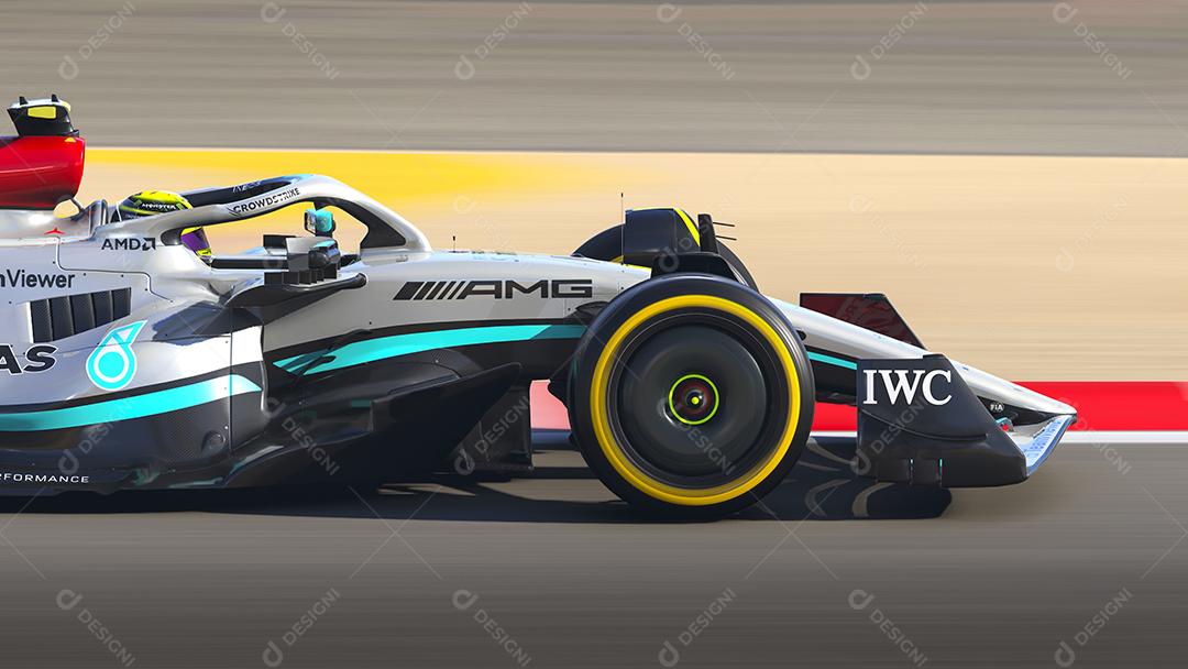 Ilustração 3D do carro Mercedes f1, 30 de junho de 2022, São Paulo, Brasil.