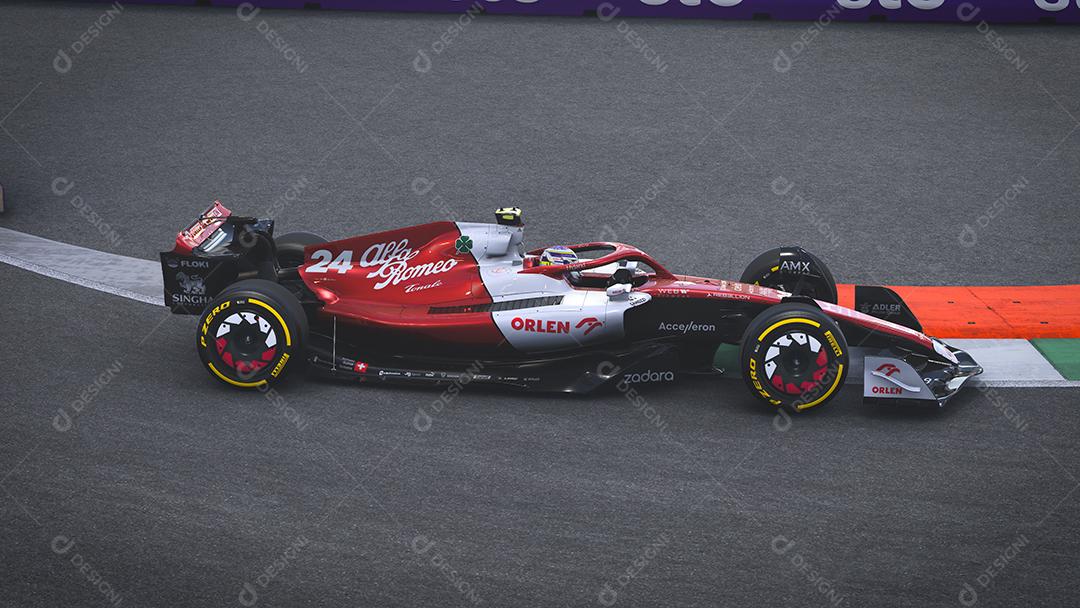 Ilustração 3D do carro Alpha Romeo F1, 30 de junho de 2022, São Paulo, Brasil.