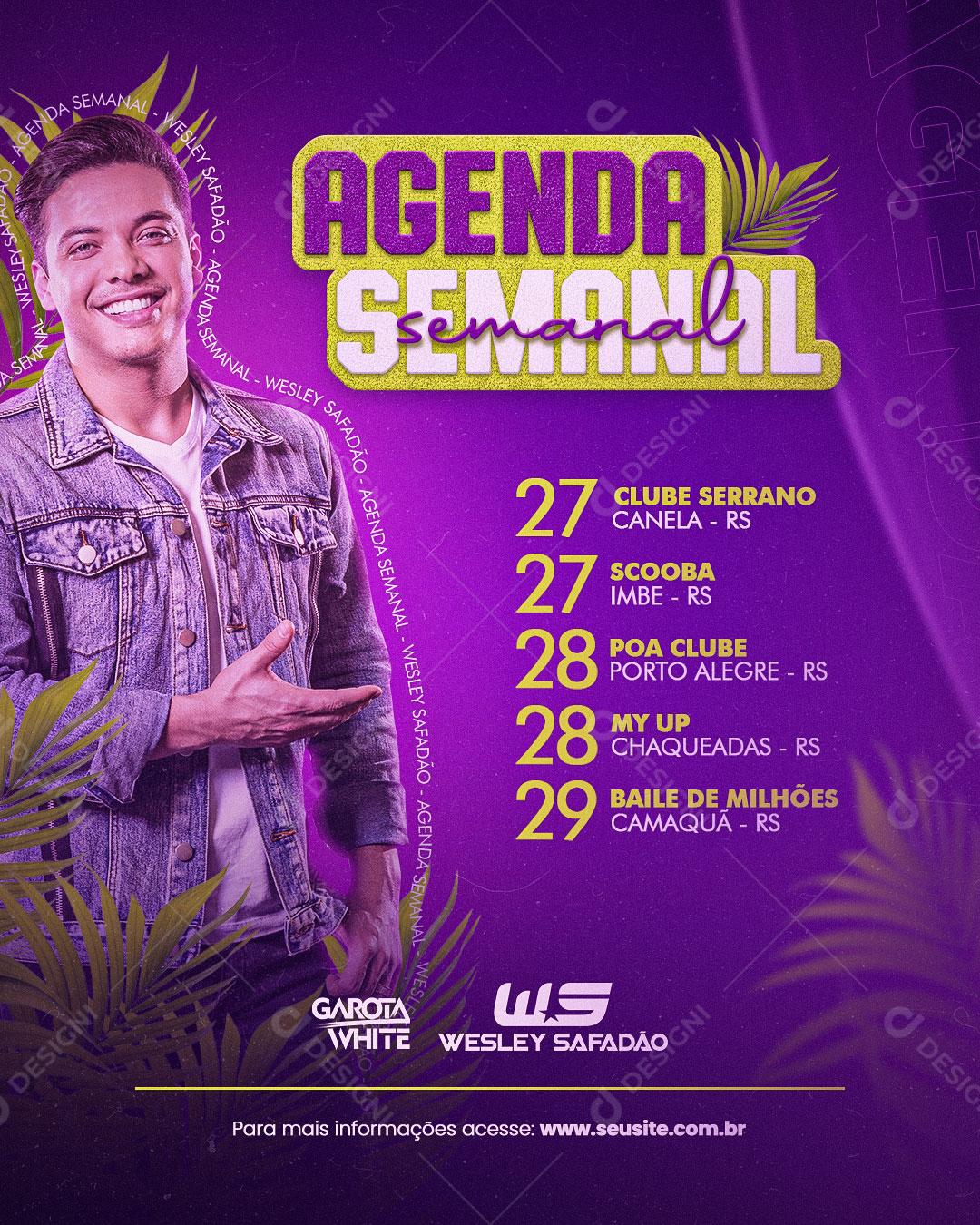 Flyer Agenda da Semana Show Wesley Safadão Social Media PSD Editável