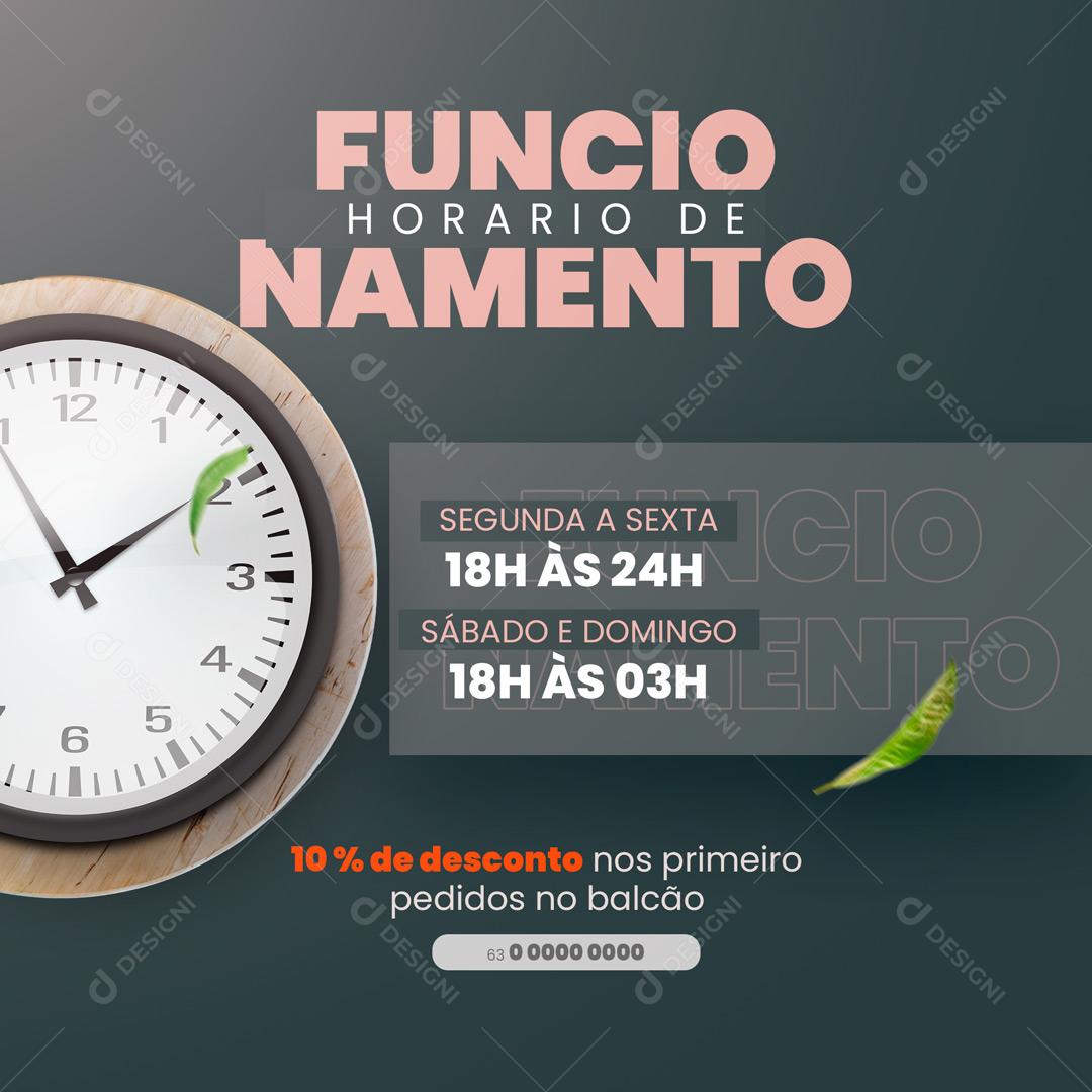 Post Pizzaria Pizza Horário de Funcionamento Social Media PSD Editável