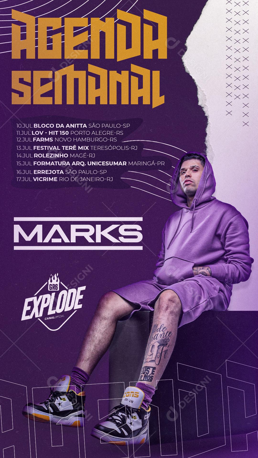 Flyer Agenda Semanal Show Mc Marks Social Media PSD Editável