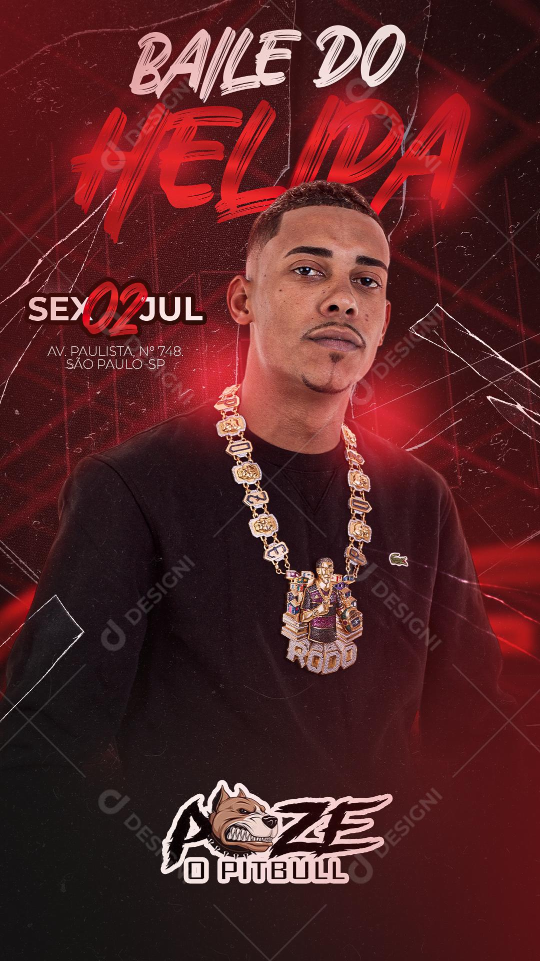 Story Flyer Mc Poze Baile do Elipa Social Media PSD Editável