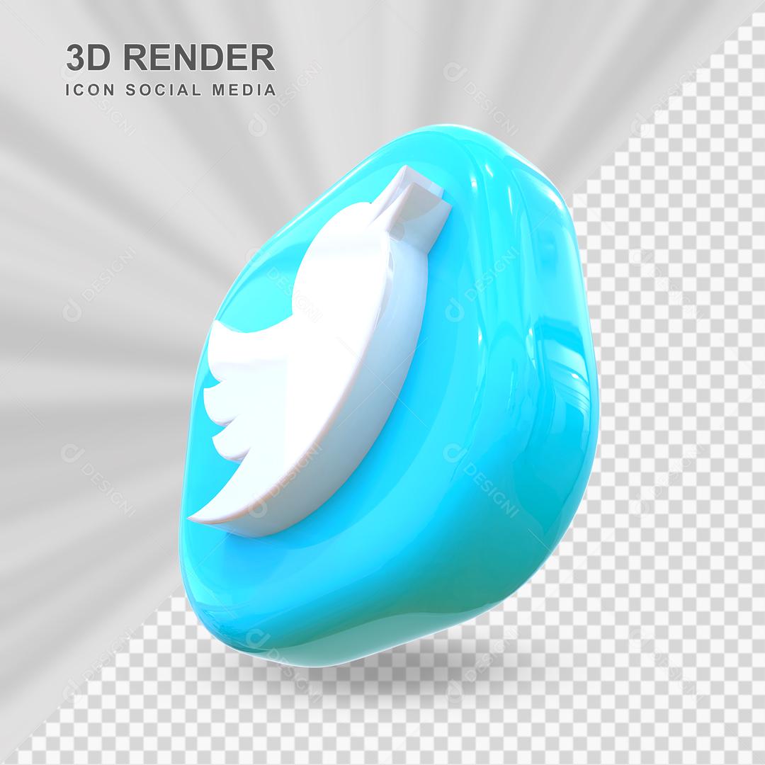 Twitter Elemento 3D Para Composição PSD