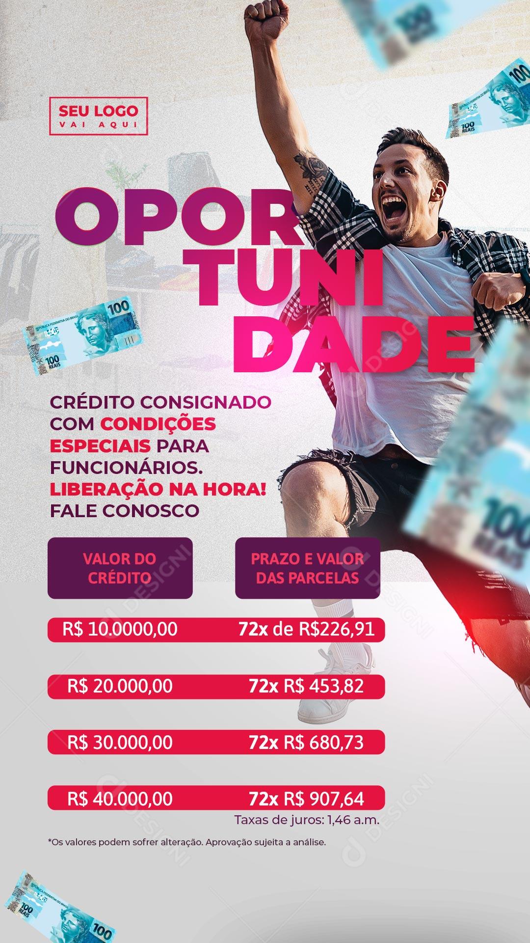 Social Media Story Oportunidade Crédito e Consignado PSD Editável