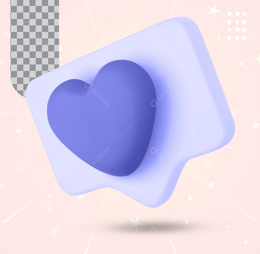 Like de Coração 3D Elemento Para Composição PSD