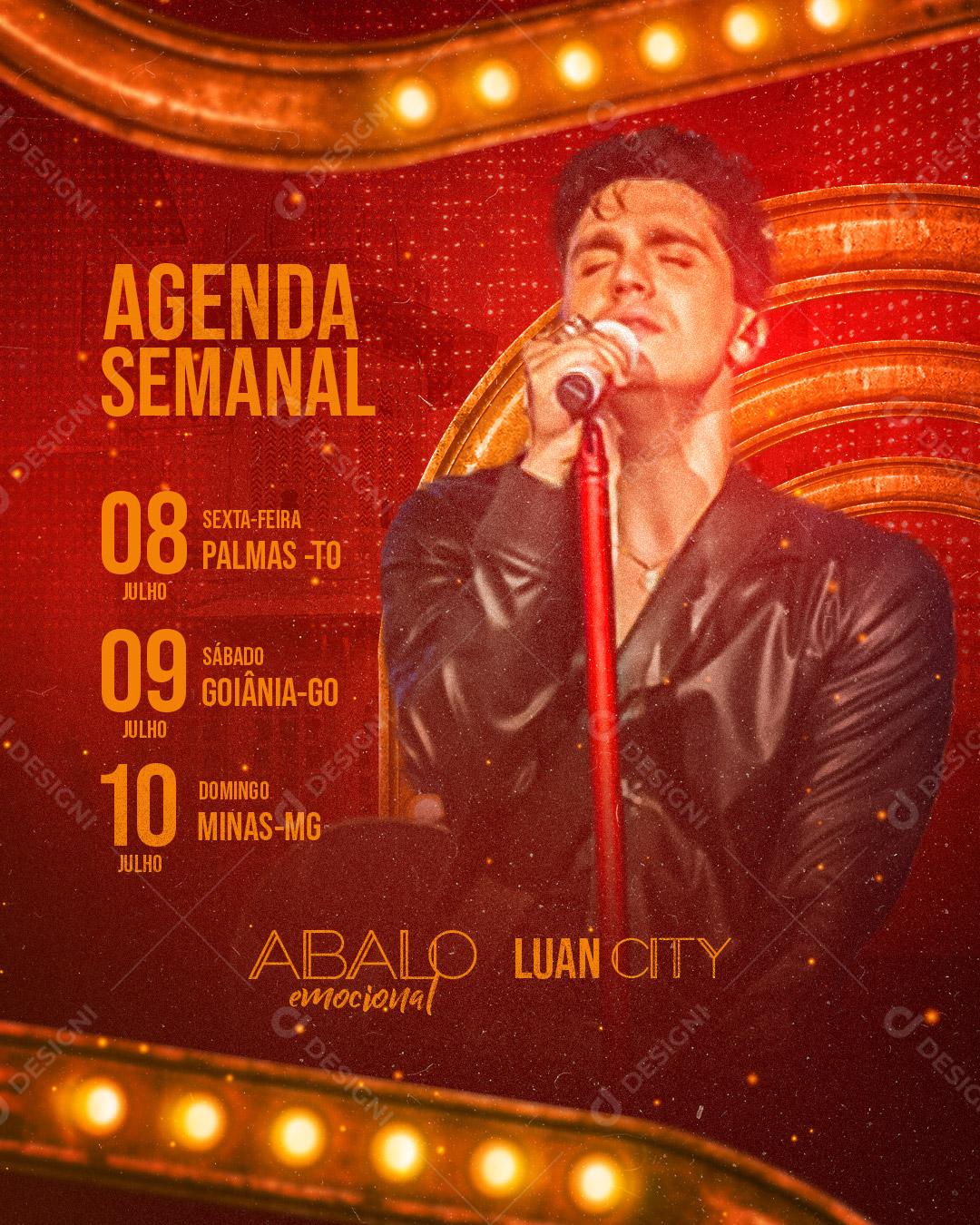 Flyer Agenda Semanal Show Luan Santana Social Media PSD Editável