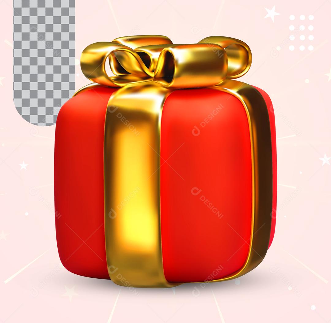 Caixa de Presentes Vermelho Elemento para Composição PSD