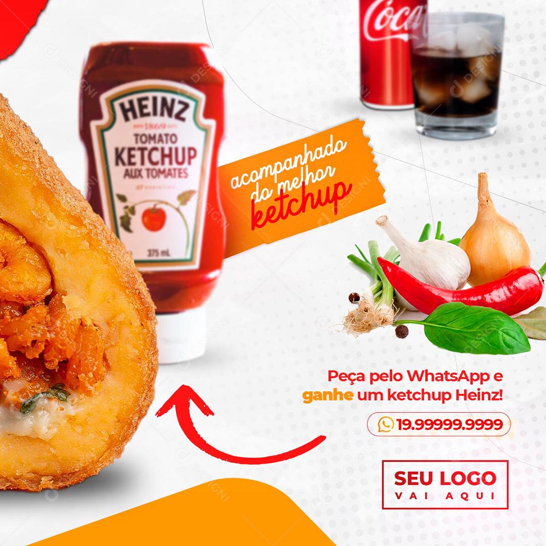 Social Media Lanchonetes Coxinha Peça Pelo WhatsApp PSD Editável