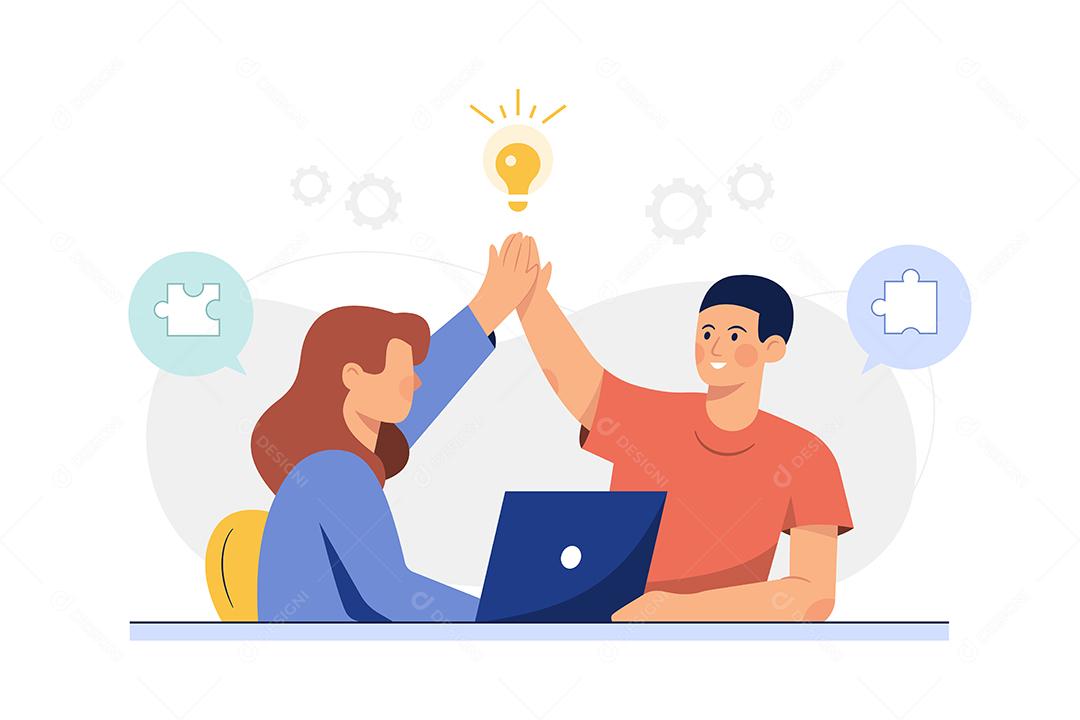 Vetor de homens e mulheres tocando uns aos outros quando o trabalho é feito EPS