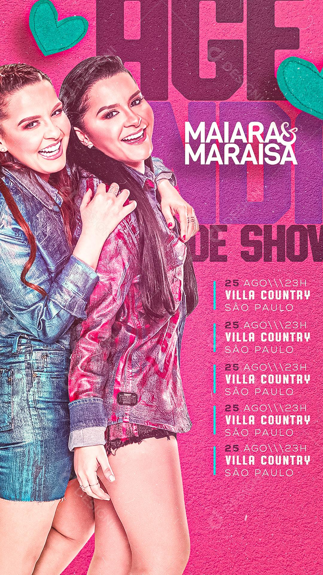 Story Agenda de Show Maiara e Maraisa Flyer Social Media PSD Editável
